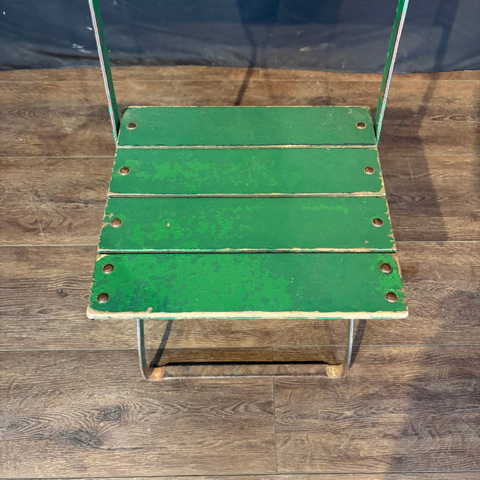 Antique French Folding Cafe' Bistro Chairs in Metal and Wood: Set of Four