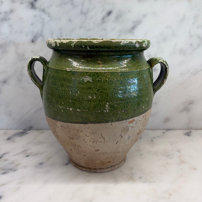 French Confit Pot with Green Glaze from the 19th Century #9067