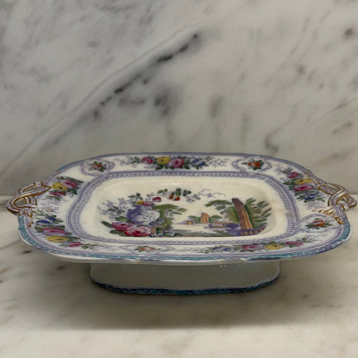 Antique English Staffordshire Parma Hand Painted Serving Platter Livesley Powell & Co 1850s