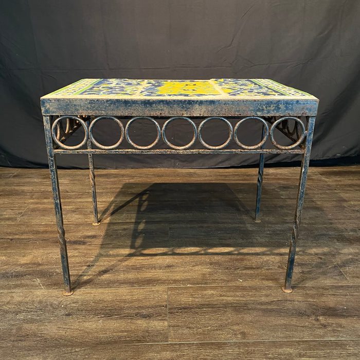 18th Century Tile Top Side, Accent or Coffee Table with Later Iron Base