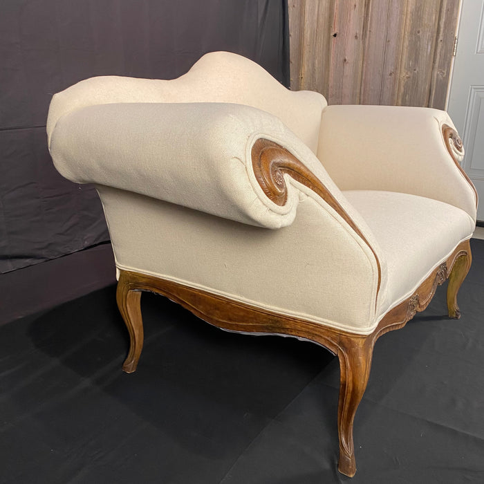 French Sofa or Loveseat Louis XV Triple Arched with New Upholstery