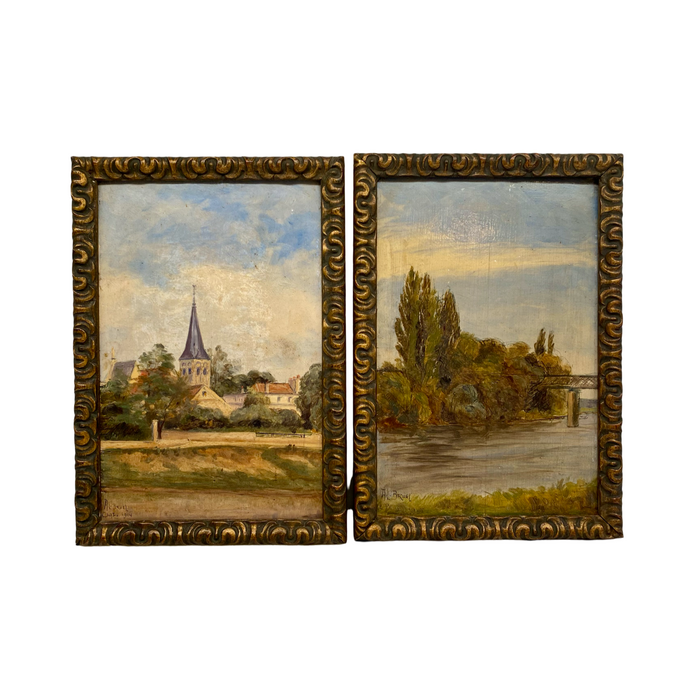 French Impressionist Oil Paintings Landscape Art of Chatou: Listed Artist A.L. Bruel