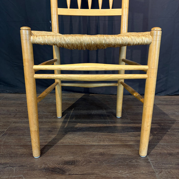 Set of Four Swedish Gustavian Style Country Spindle Back Dining Chairs with Rush Seats