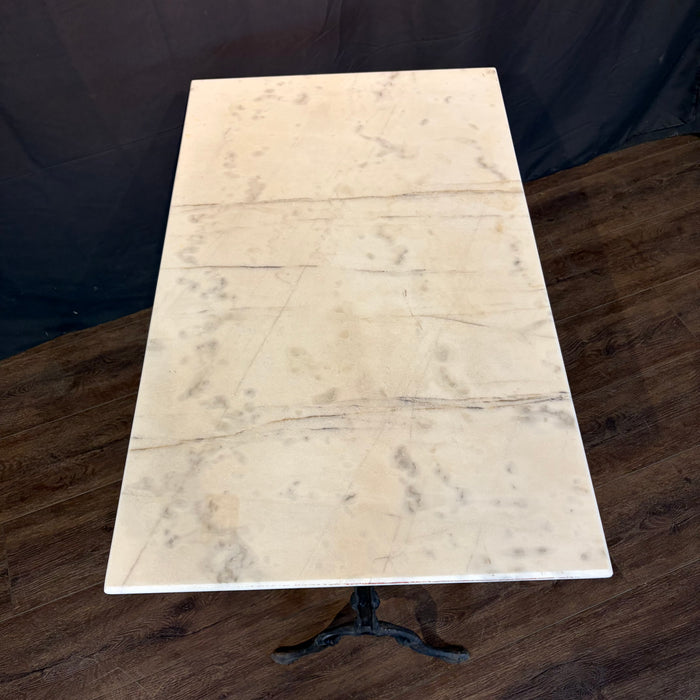 Antique French Marble Top Cafe and Bistro Table with Cast Iron Base