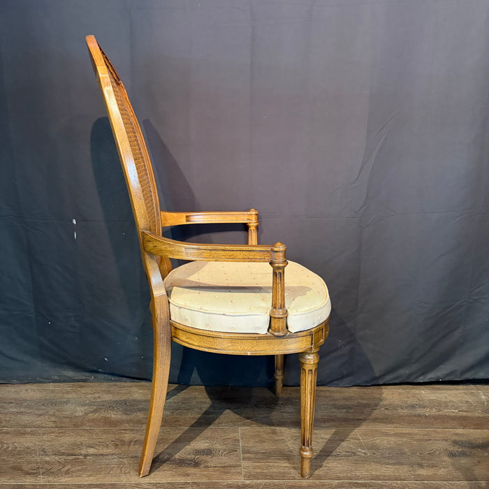 Set of 8 Midcentury French Louis XVI Style Cane Back Dining Chairs with Two Armchairs