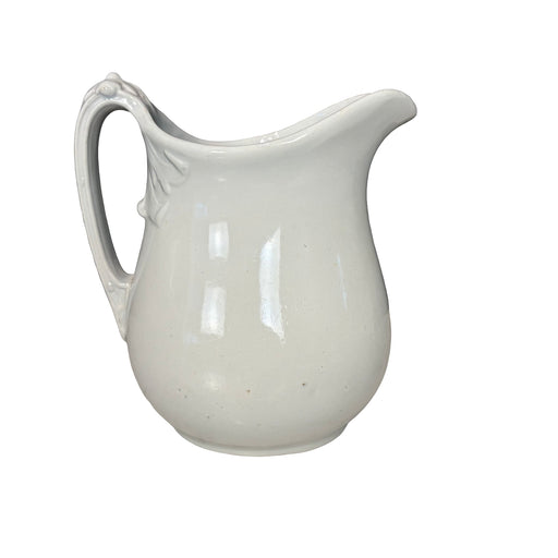 English Ironstone Pitcher by Thomas Hughes & Son with Leaf Detail