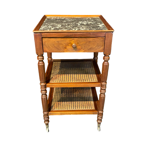French Louis Philippe Etagere, Side Table, Accent Table or Nightstand with Inset Marble Top