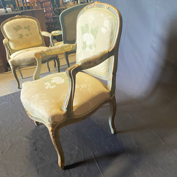 Pair of French Louis XV Painted Fauteuils or Armchairs from St. Tropez, France