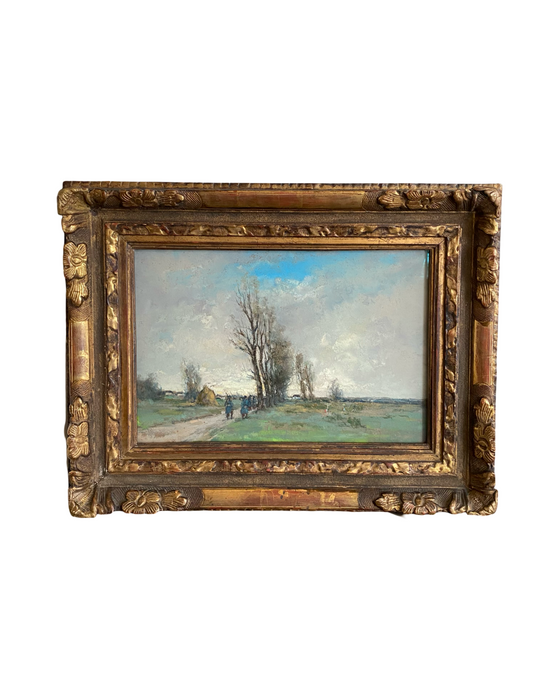 Antique French Painting: Impressionist Landscape from Paris