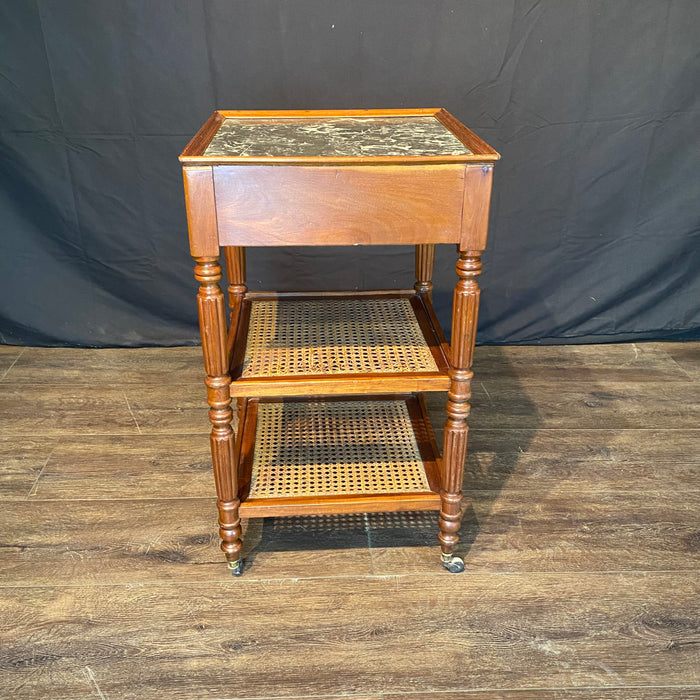 French Louis Philippe Etagere, Side Table, Accent Table or Nightstand with Inset Marble Top