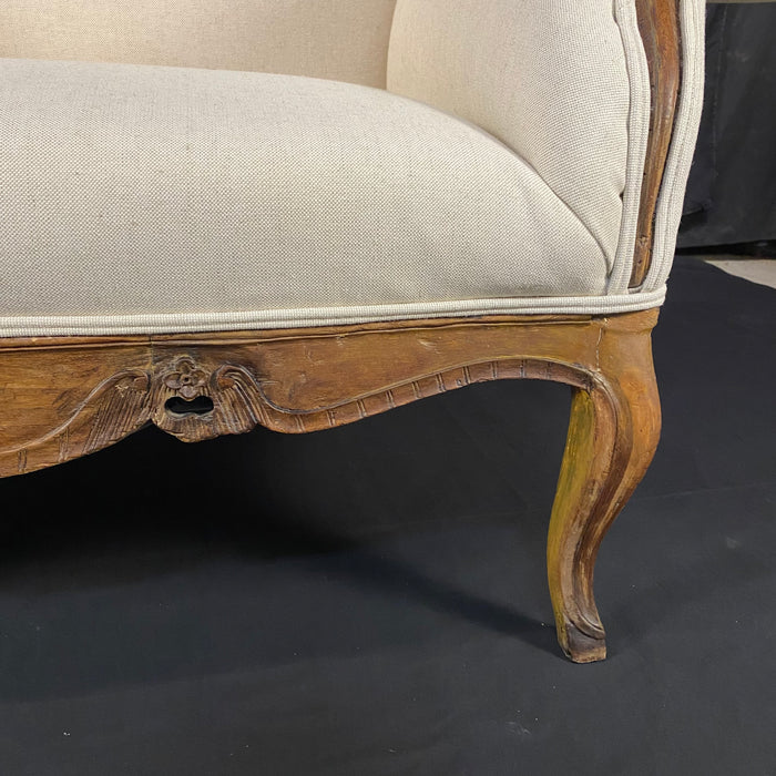 French Sofa or Loveseat Louis XV Triple Arched with New Upholstery