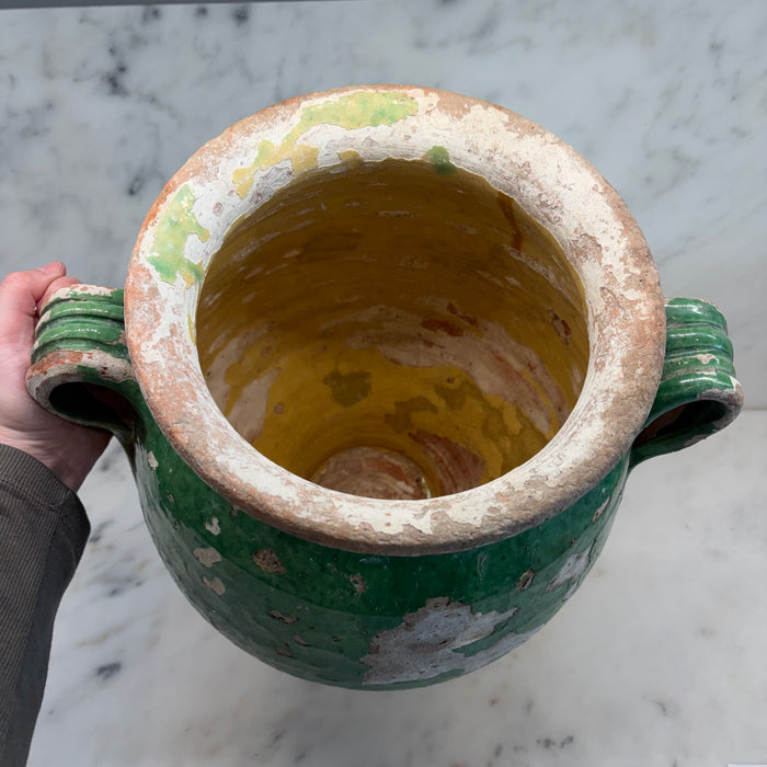 French Confit Pot with Green Glaze from the 19th Century #9068
