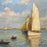Mid-Century French Impressionist Oil Painting of Sailboats in a Harbor, Signed Gautier
