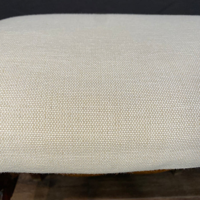 Antique French Biedermeier Scissors Stool, Bench or Small Ottoman with New Upholstery