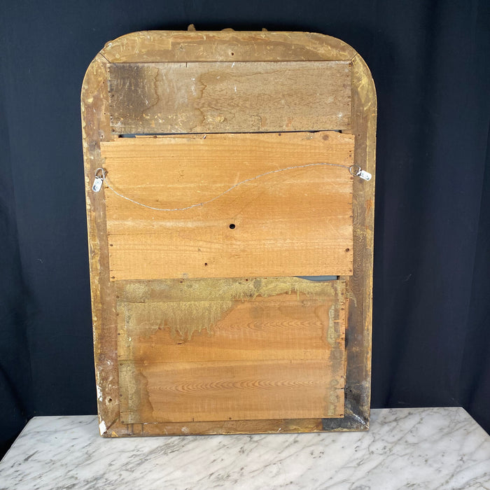 Antique French Louis Philippe Mirror with Crest and Original Gold Gilt Paint