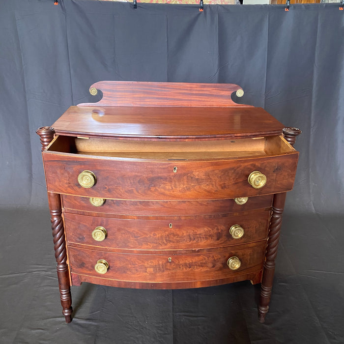 Federal Early 19th Century Sheraton Bow Front Cookie Corner Chest of Drawers or Dresser