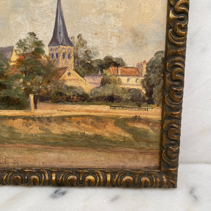 French Impressionist Oil Paintings Landscape Art of Chatou: Listed Artist A.L. Bruel
