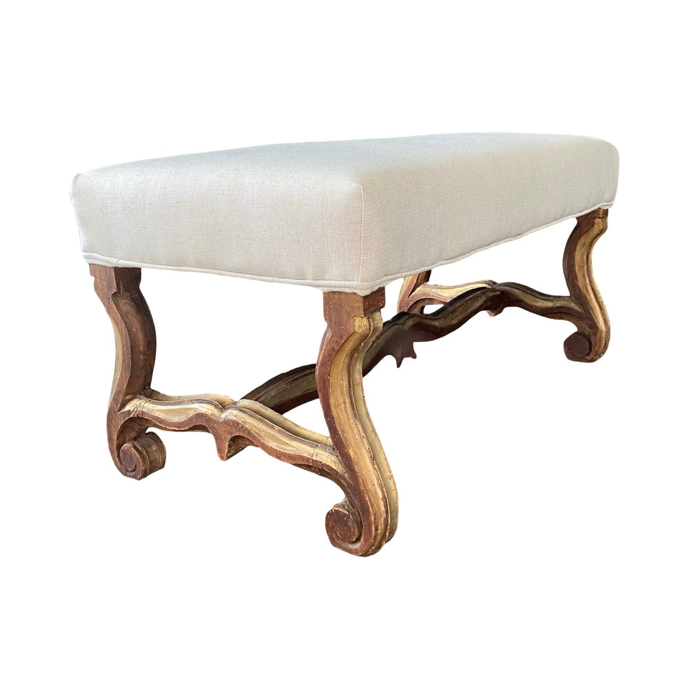 19th Century French Os de Mouton Bench with Original Gilt Accents