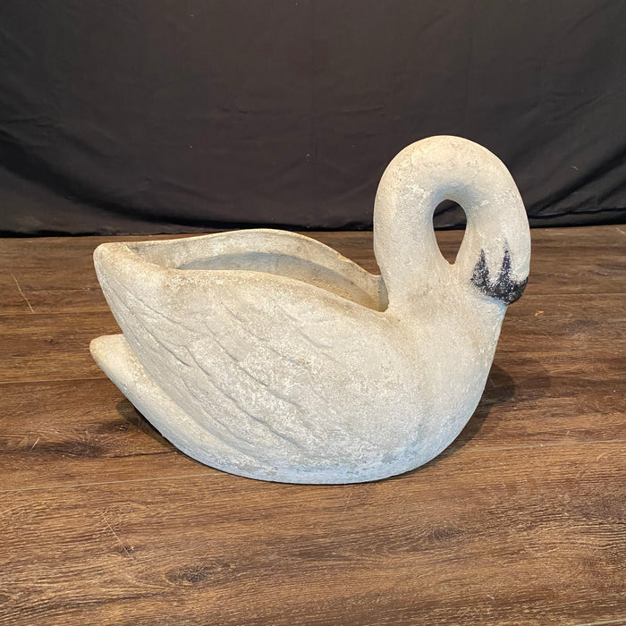 Elegant Pair of Antique French Swan Garden Planters Cast Stone