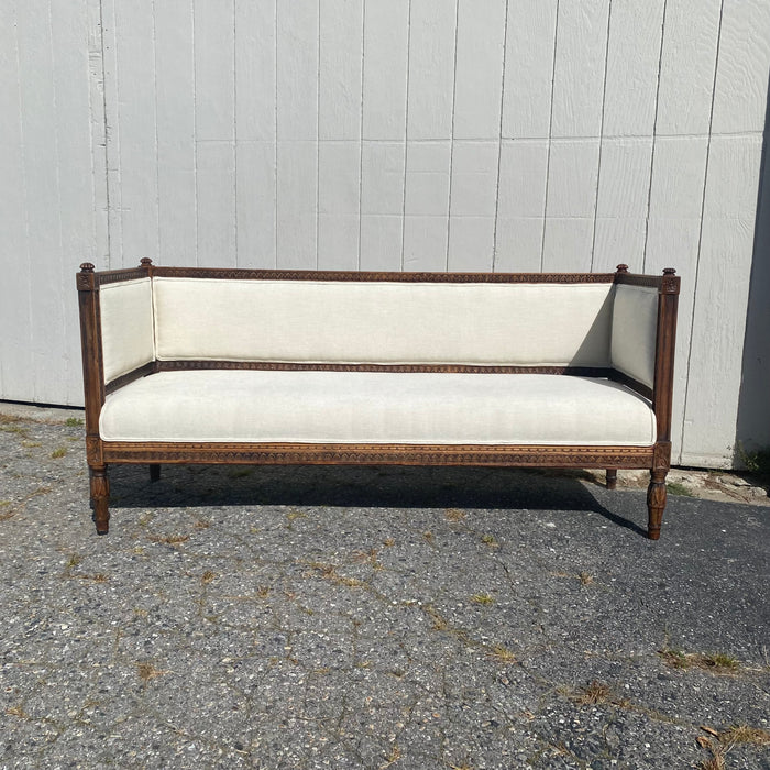 19th Century Rare Carved Swedish Gustavian Sofa Bench, Couch, Loveseat or Settee newly Upholstered