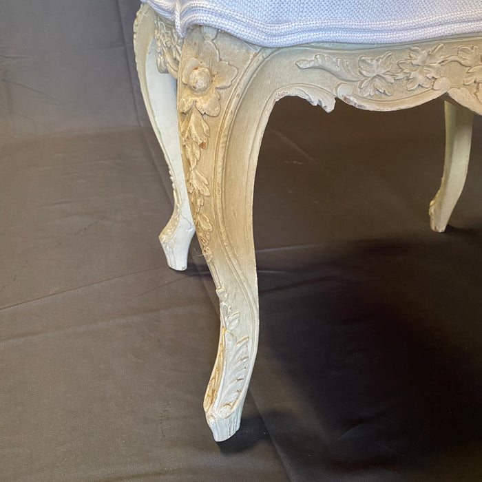 French 19th Century Carved Louis XV Bench or Window Seat with Original Paint and Lovely Patina