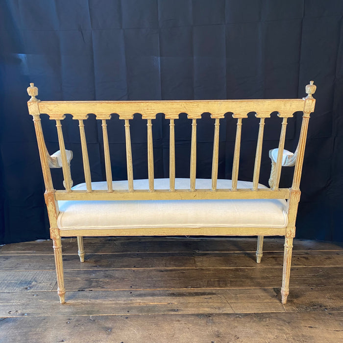 Early 19th Century French Louis XVI Painted Loveseat, Sofa or Settee Bench with New Upholstery