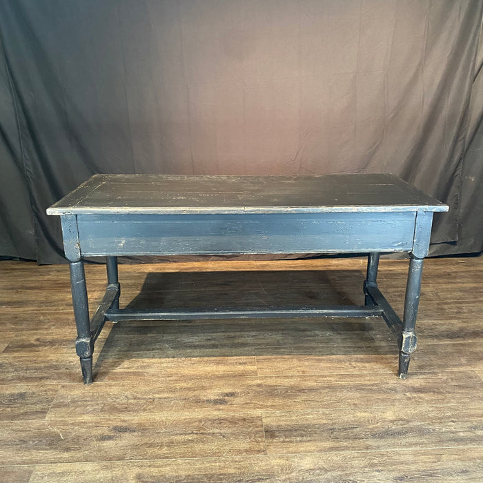 Antique French Louis XVI Desk, Console, Desk, Sofa Table, Kitchen Island or Dining Table Painted Ebony