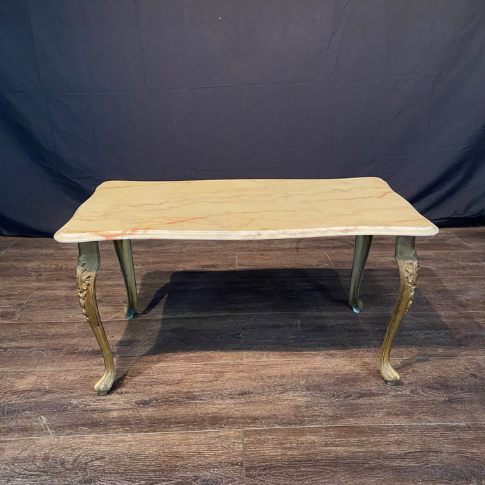 French Louis XV Marble Top Coffee Table Midcentury