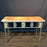 Antique French Balcony Console Table with Marble Top & Figural Wrought Iron Panel