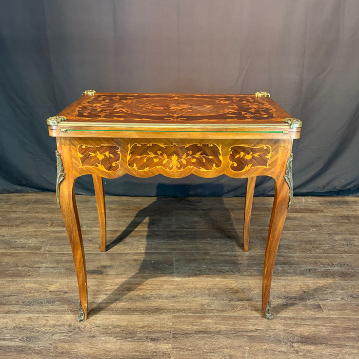 French Marquetry Belle Epoque Game Table, Accent Table, or Occasional Table and with Original Game Pieces