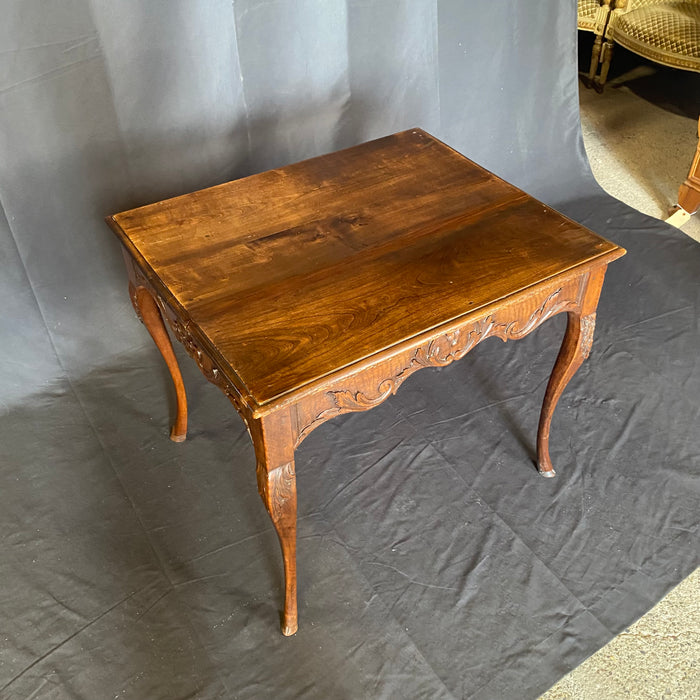 19th Century French Provincial Carved Louis XV Walnut Side Table or Accent Table with Hoof Feet