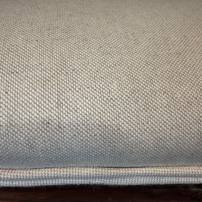 Antique French Louis XV Carved Walnut Bench with New Linen Upholstery