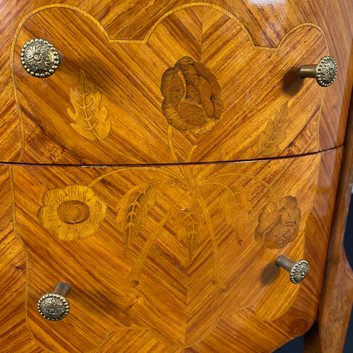 French Louis XV bedside tables, nightstands or side tables with marquetry