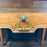 Antique French Neoclassical Fruitwood Side Table or Desk with Drawer and Brass Ring Pull