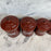 Set of Five French Reddish Brown Enamel Kitchen Canisters with Original Lids