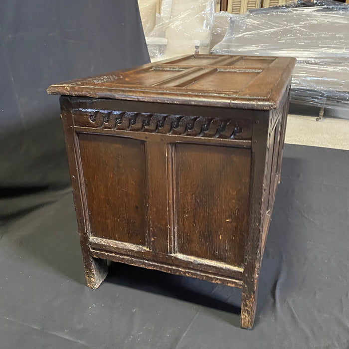 Rare Antique 18th Century Paneled Scottish Coffer Chest with Barley Twist Carving