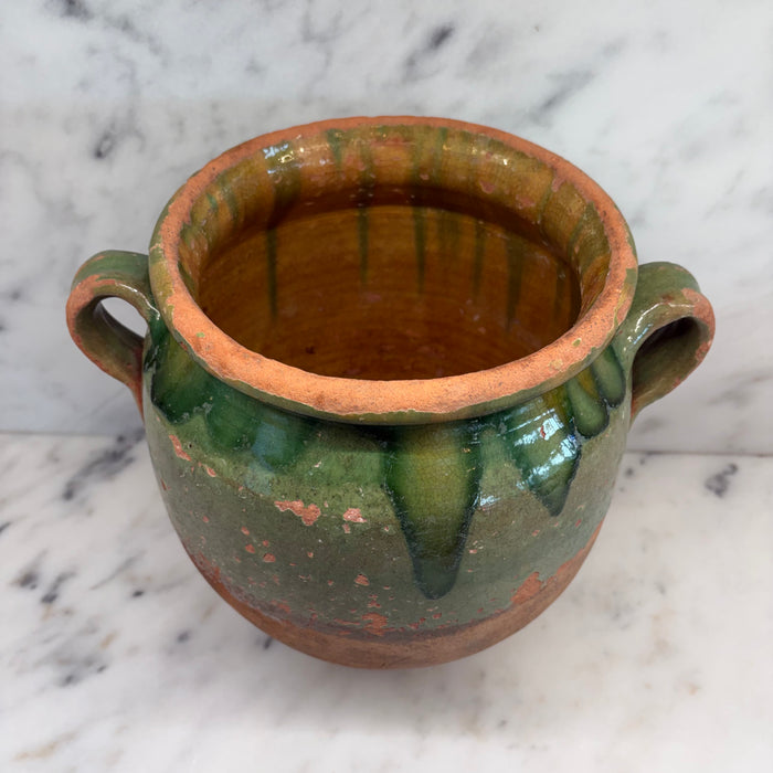 French Confit Pot with Green Glaze from the 19th Century #9071