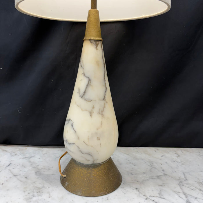 Italian Mid-Century Alabaster Teardrop Table Lamp with Gilt Metal Collar and Base