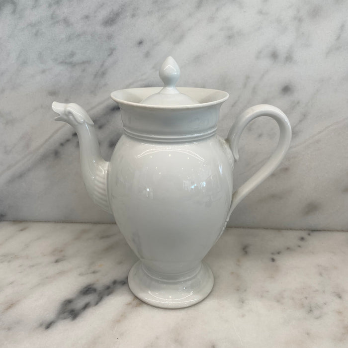 Antique French Porcelain Coffee Pot or Tea Pot with Swan Neck