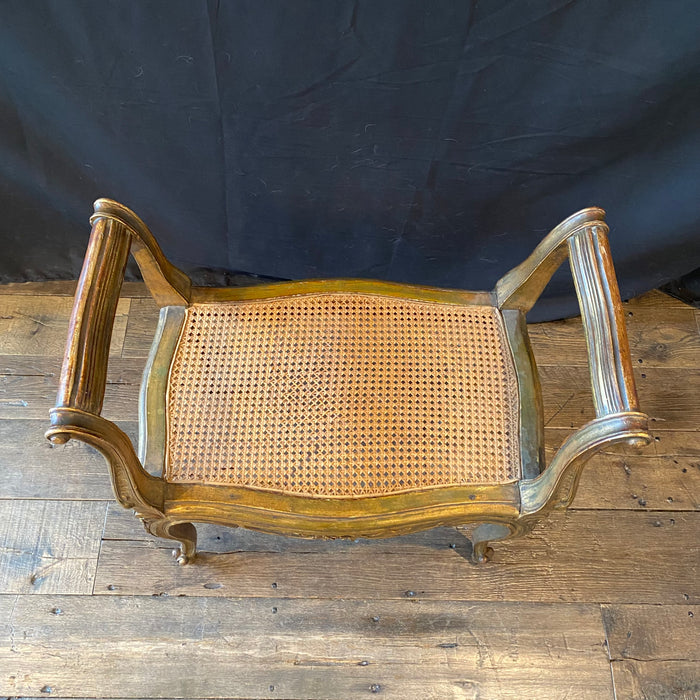 French 19th Century Bench or Vanity Seat or Boudoir Window Seat Louis XV Original Gold Gilt Paint