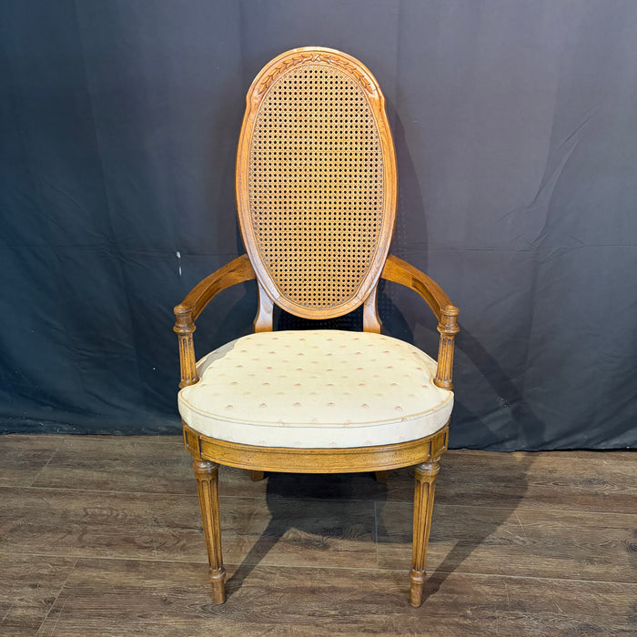 Set of 8 Midcentury French Louis XVI Style Cane Back Dining Chairs with Two Armchairs