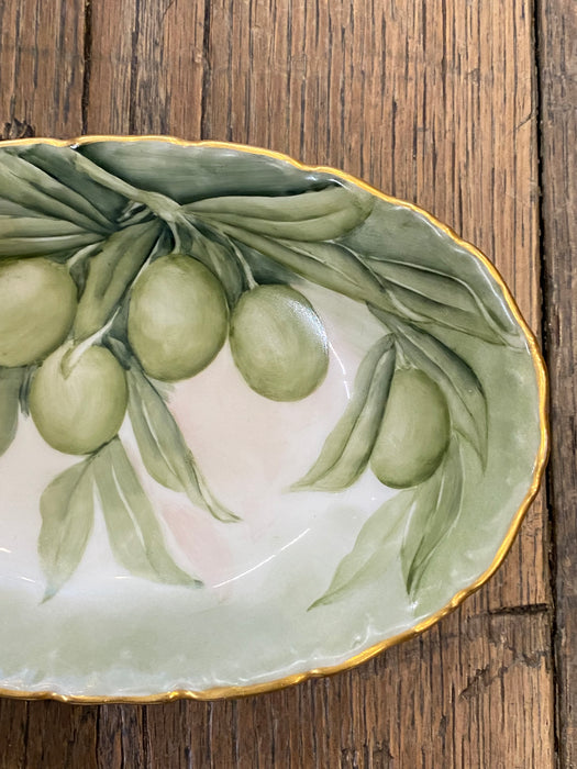 French Limoges Hand-Painted Olive Serving Dish or Platter