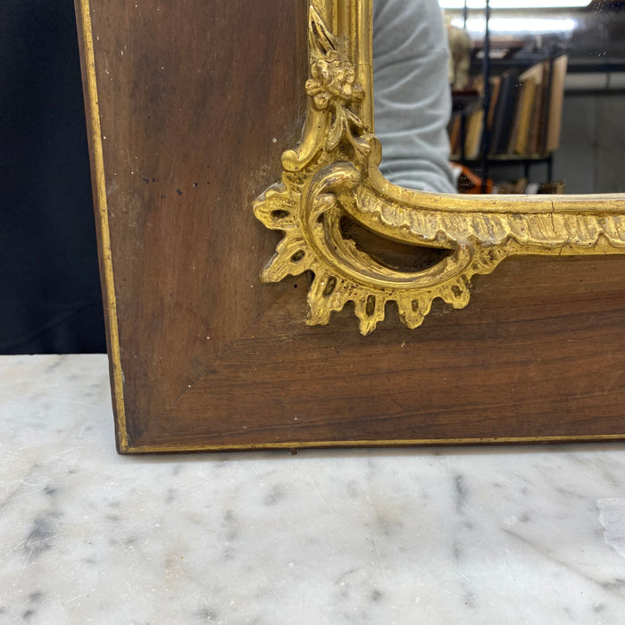 Spectacular French Louis XIV Gold Gilt and Fruitwood Rectangular Wall or Mantel Mirror