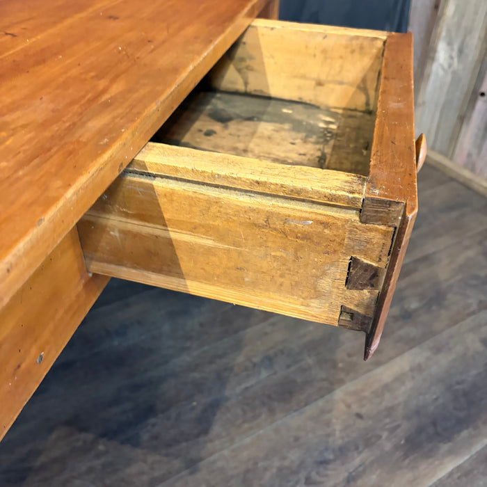 French Provincial Farmhouse Dining Table with Two Drawers 19th Century