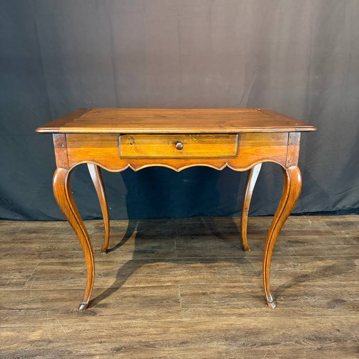 Antique French Louis XV Walnut Side Table, Writing Table or Desk with Cabriole Legs and Hoof Feet