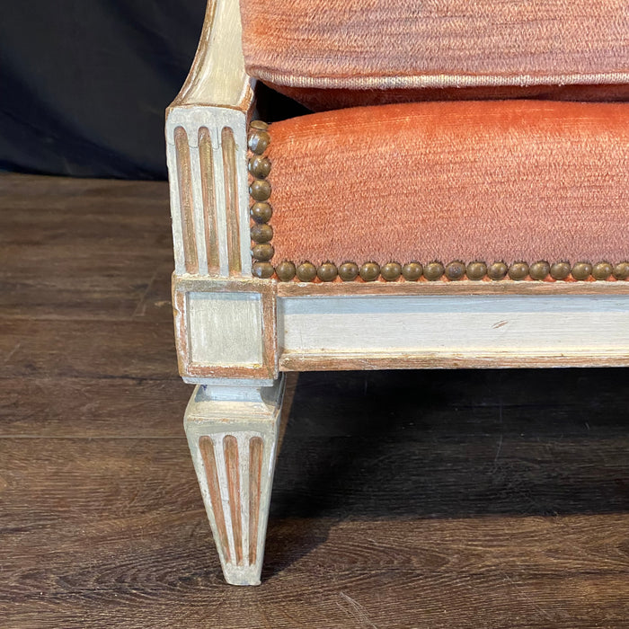 Pair of Antique French Louis XVI Painted Bergere Chairs or Armchairs with Original Mohair