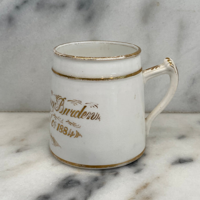 British Mug or Cup From 1884 Commemorating the Birth of a Child