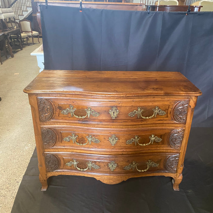 Antique French Carved Louis XV Commode or Chest of Drawers with Exquisite Figural Hardware