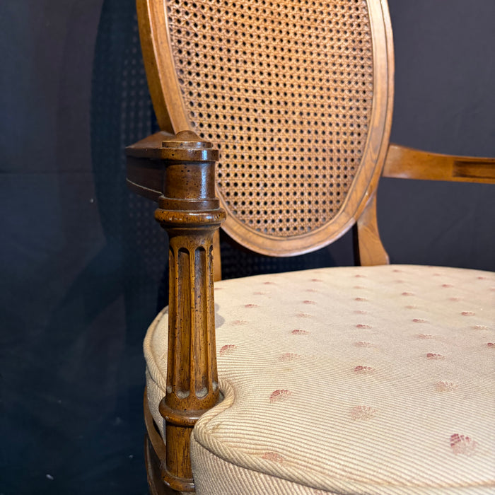 Set of 8 Midcentury French Louis XVI Style Cane Back Dining Chairs with Two Armchairs