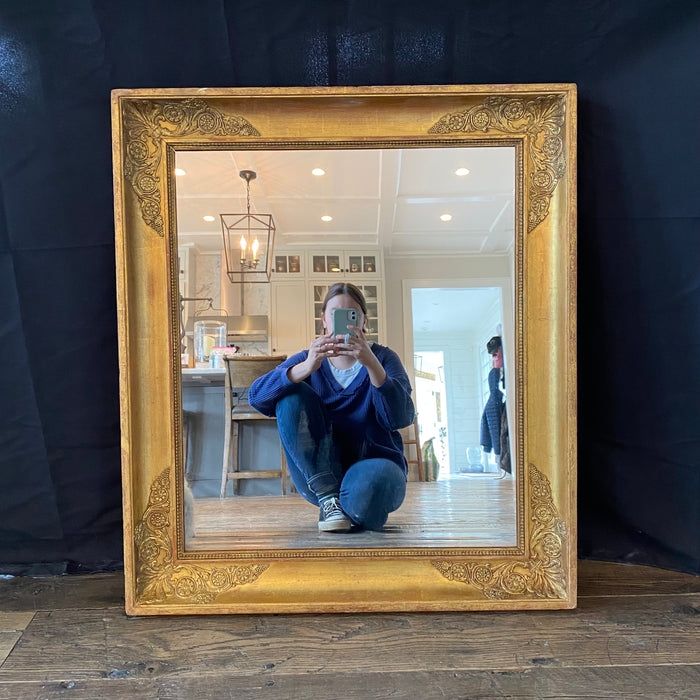 French Empire Gold Giltwood Wall Mirror 19th Century
